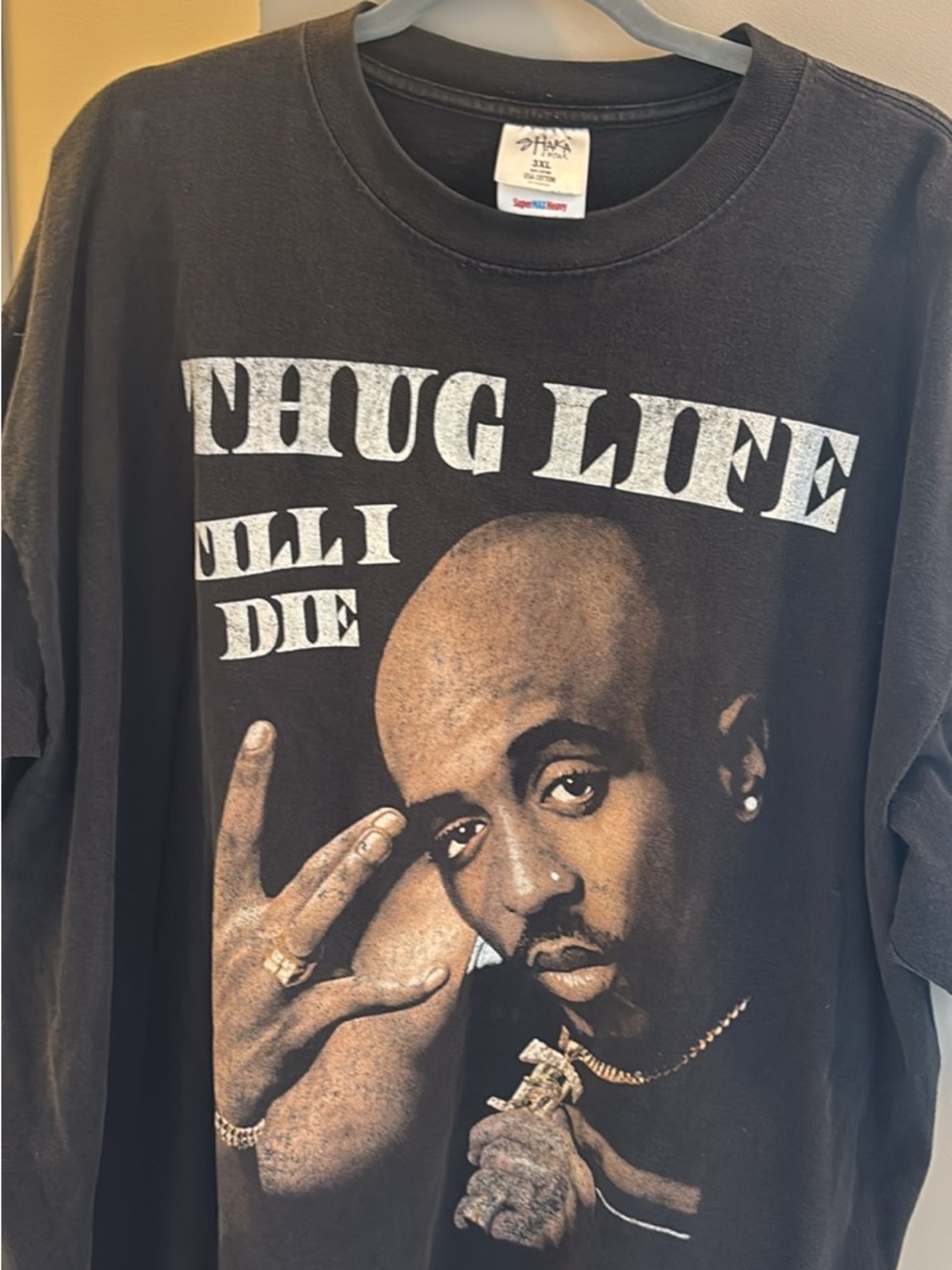 Black Graphic Short Sleeve Tee - Thug Life Design